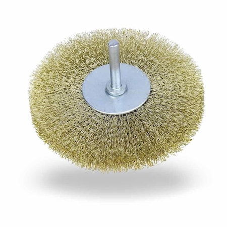 Jaz Wire Wheel Bench Brush, 3" Stem-Mounted Crimped, .012", Ss 95630